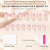 Uñas francesas cortas almendradas, rosa claro con base nude natural,