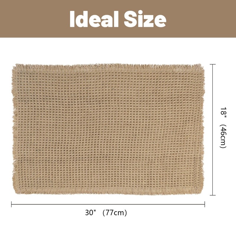 AIBIIN 18"x30" Brown Waffle Bath Mat Super Absorbent Non Slip
