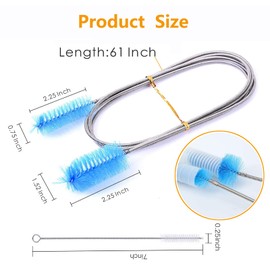Stainless Flexible Cleaning Brush Kits,1 pcs Double Ended Hose Pipe with 2 pcs Tube Cleaning Brush, for Fish Tank Home Kitchen Washing Tool