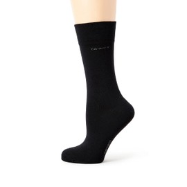 Camano unisex 2-pack solid color cotton socks with reinforced heel and lace stockings for men & women, size. 39-42, Schwarz (black 05)