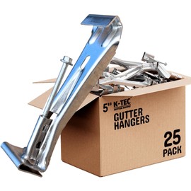 Hidden Gutter Hangers 5 Inch with a Pre-Inserted Rust Resistant Screw - Heavy Duty Rain Gutter Brackets Fastener with Clip for 5" K-Style Aluminum Gutters - Easily Repair Sagging Gutters - 25 Pack
