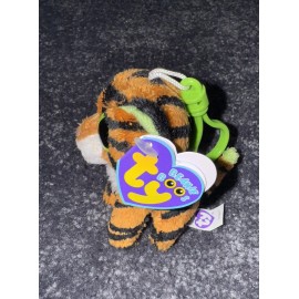 Ty *RETIRED* Ty Beanie Boo Clips STRIPES The Tiger  (2012) 3in NEW W/purple tag