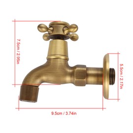 European Classic Mop Pool Faucet Wall Mounted Single Cross Handle Solid Brass Vintage Antique Oil Rubbed Water Tap Elegant Smooth Luxury Cold/hot Water Control Sink Faucet (Short)