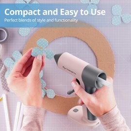 Tilswall Cordless Hot Glue Gun, 30s Fast Preheating with 2Ah Built-in Battery, Hot Melt Glue Gun with 20pcs Premius Glue Sticks, Smart Power-Off, USB-C Inputs Suitable for DIY Craft, Home Repaire Pink