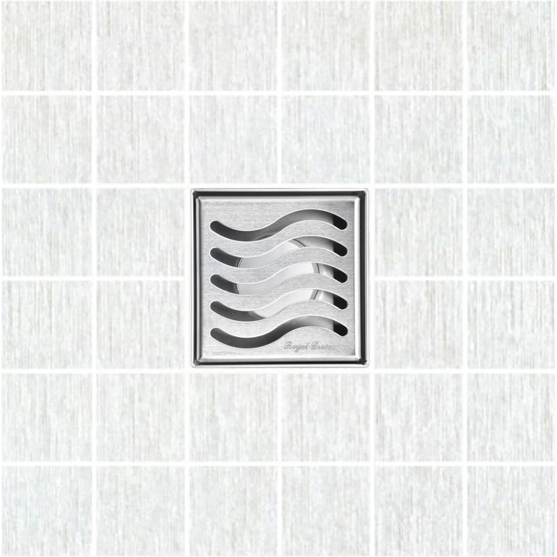 SereneDrains 304 Stainless Steel 4 Inch Brushed Nickel Square Shower