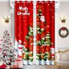 Santa Claus and Christmas Tree Curtains, W52 x L120 New Year's Eve Printed Fabric Set of 2 Holiday Curtain Panels, Privacy Protect Room Darkening Thermal Insulated Home Window Curtains for Bedroom