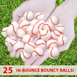25 Bouncy Balls for Kids Party Favors | Baseball Bouncy Ball 27mm | Superball Small Rubber Balls for Kids