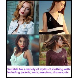 HAFILO 2 pack initial letter brooch pin for women girl 26 letters A-Z fashion brooches collar pins Gold silver (2PCS-K)