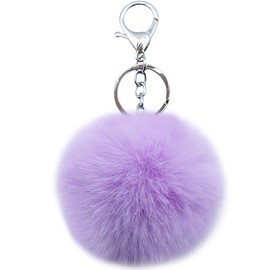 Unpafcxddyig 16 Pieces Pom Pom Keychains Soft Faux Rabbit Fur Fluffy Ball Pompoms Keyring for Women Bag Accessories,Silver ring