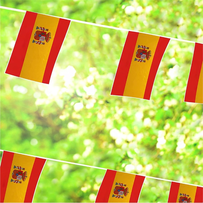 10m Large European Flag Bunting 20x30cm Weatherproof Plastic Spanish Flag