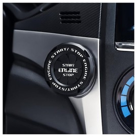 carleef Car Push Start Button Cover,Fashionable Push to Start Button Cover for Car Decorations & Button Protections,Universal Interior Car Accessories Ignition Start Stop Button Cover (Black)
