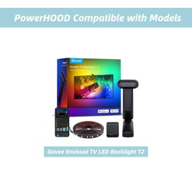 PowerHOOD 12V AC/DC Adapter Compatible with Govee Envisual TV LED Backlight T2 H605C ‎H605C111 11.8ft RGBIC Wi-Fi LED Strip Lights for 55-65 inch TVs 12VDC 12 Volt Power Supply Cord Charger Cable PSU