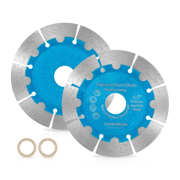 SWIGRANCE 2Pcs Diamond Saw Blade 4-1/2" Segmented Rim, 7/8"-5/8" Arbor,