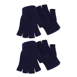 SATINIOR 2 Paar Unisex Halbe Fingerhandschuhe Winter stretchy Stricken Fingerlose Handschuhe in Gemeinsamen Größe (Navy blau)