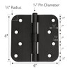 12-Pack Rounded Steel Door Hinges, Oil Rubbed Bronze - 4-inch