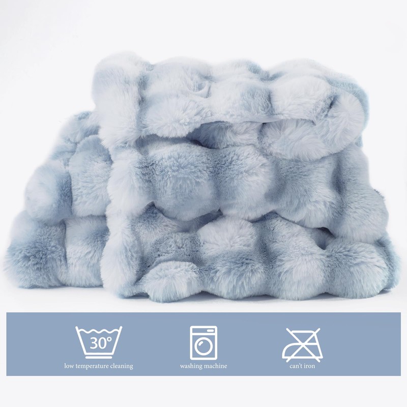 Touchat Luxury 1000GSM Faux Rabbit Fur Throw Blanket, Super Heavy