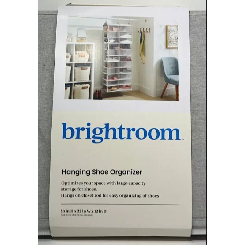 Brightroom Hanging Shoe Organizer Light Gray 44 Pockets - New