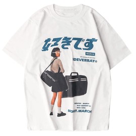 Vamtac Graphic Tees for Women Y2K Shirt Oversized Tshirts Japanese Streetwear Top Casual Loose Tee Summer Cotton Unisex