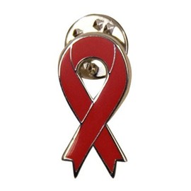 Red Awareness Ribbon Lapel Pin - American Heart Disease Awareness Month, Stroke Awareness, AIDS and HIV awareness.