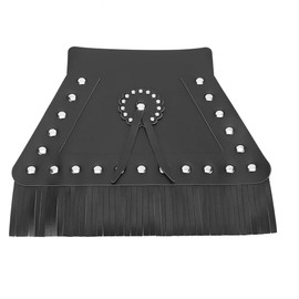Motorcycle Mud Flap, Fringed Leather Universal Motorcycle Front Flap Mudguard Cover(Black Long)