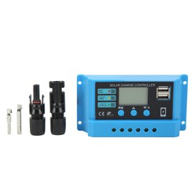 12V 24V Solar Panel Controller LCD Display Photovoltaic Charge Controller with Connectors Blue 10A
