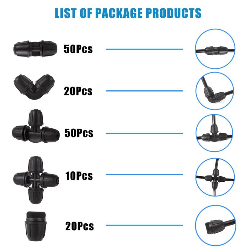 FOGWOWO 150 pieces 1/4 inch drip irrigation kits, garden hose