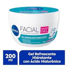 NIVEA Gel Facial Refrescante Cuidado Facial (200 ml) con Ácido Hialurónico Efecto Mate, 24 horas de humectación para un piel fresca, suave y luminosa 