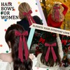 Wine Red Hair Bows Ribbon for Women Girls Gift 4Pcs