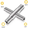 Hanpex 4-Way Sillcock Key Wrench, 1/4", 9/32", 5/16", 11/32", Fits