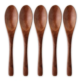 J-kitchens Wooden Lacquered Multi Spoons, Set of 5, Small, 5.5 x 1.0 inches (14 x 2.5 cm)