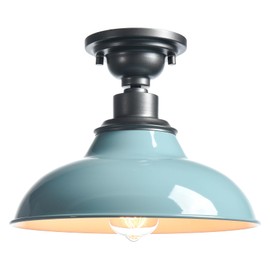 SAMTEEN Farmhouse Semi Flush Ceiling Light 12-Inch Light Blue Flush Mount Barn Ceiling Light Industrial Barn Light Fixture Ceiling Mount for Hallway Foyer Laundry Room