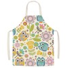 Linen Children's Cooking Apron Cute Elephants, Owl