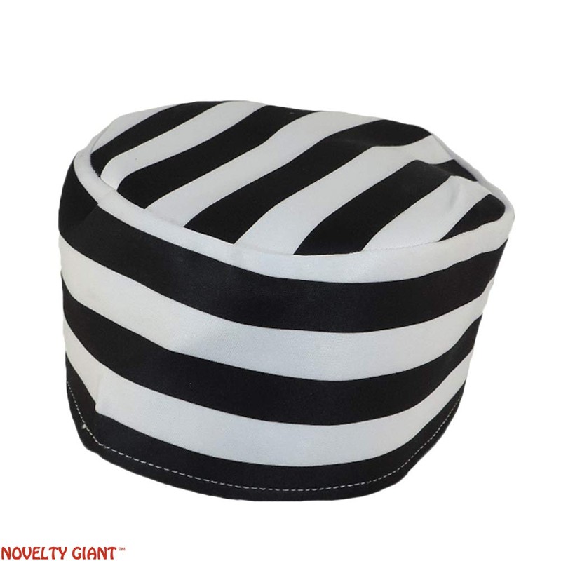 Novelty Giant Prisoner Striped Costume Hat White, Black