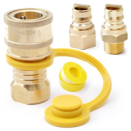 Lisnhlin 3/4 Inch NPT Quick Connect/Disconnect kit for Dual Fuel (Natural Gas & Propane) Pipes, Grills Connectors & Hoses Fittings for Generator Gas Supply, Solid Brass Female and Male