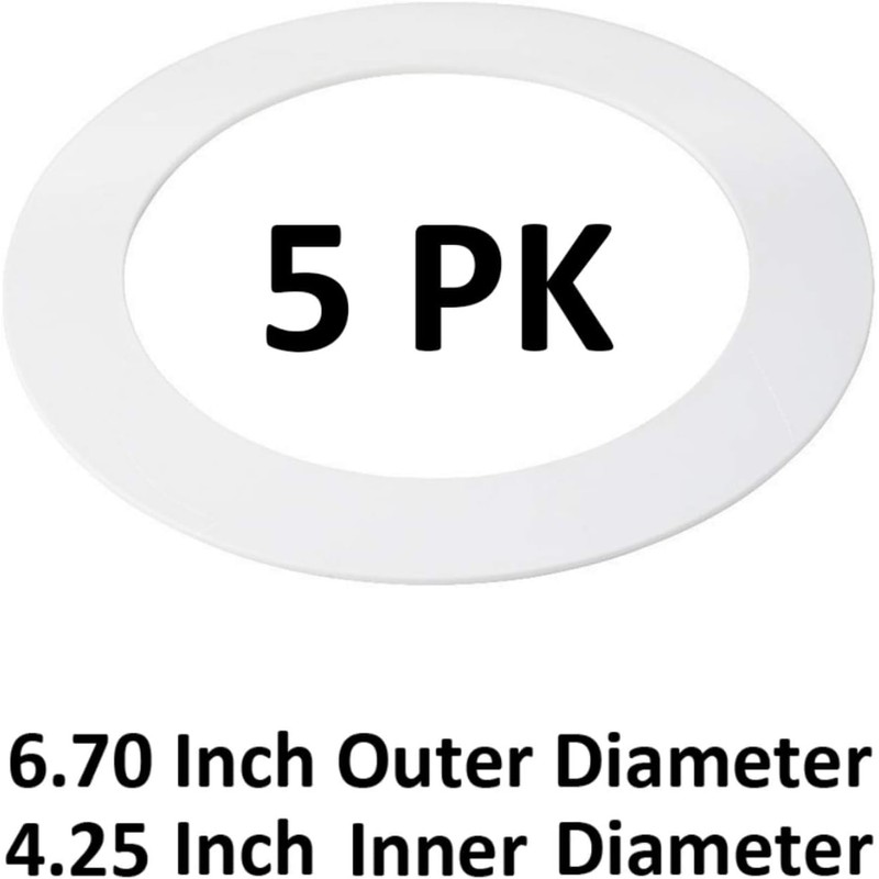 5 Pack Gloss White Goof Trim Ring for 4" Inch