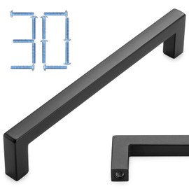 KOOFIZO 30-Pack Solid Square Bar Cabinet Handle - Black Furniture Pull, 5 Inch/128mm Screwhole Distance for Kitchen Cupboard Door, Bedroom Dresser Drawer, Bathroom Wardrobe Hardware