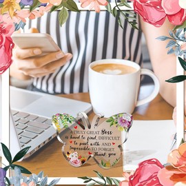 prinfantasy Mother's Day Gift Ideas Butterfly Shape Acrylic Plaque Encouragement Keepsake for Colleagues Friends Retired Teachers Nurses Doctor Retirees Boss Leader Sign GBGY0241