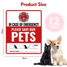 Femeng 12Pcs Pets Inside Fire Rescue Sticker - 12x10cm Emergency Pet Alert Safety Decal for Doors, Vinyl Adhesive Smoke Alarm Warning Sign for Firefighters (Rescue Retriever)