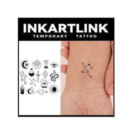 INKARTLINK Tattoo Tech, 2 Sheets Extra-Large Semi Permanent Tattoo, Adult Art Design Temporary Tattoos, Lasts 1-2 Weeks, Waterproof, Realistic Look, No Adhesive (Various Small Moon Design)