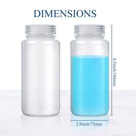 Hoolerry 48 Pcs Plastic Sample Bottles 16oz/ 500ml Laboratory Grade Polypropylene Wide Mouth Reagent Bottles Clear Liquids Storage Bottles with Lids Leak Proof Containers for Lab Classroom