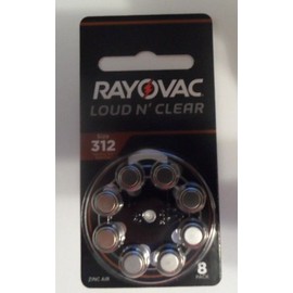 Rayovac Loud N' Clear 312LC Batteries for Hearing Aid Pk of 8 exp 5/2026