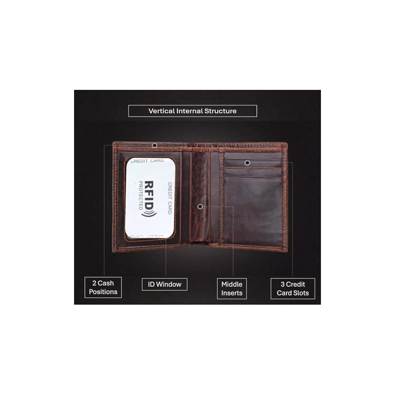 AurexaFashion Genuine Real Leather Short Bifold Wallet for Men, RFID