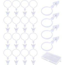 WOLMIK Plastic Shower Curtain Rings with Clips, Shower curtain Clips for Bathroom Shower Window Rod, Window Hanging Clips Curtain Pole Rings for Home Bathroom Shower Curtain Photo Decors (20 Pack)