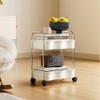 2 Tier Utility Rolling Cart with Wheels Under Desk Storage