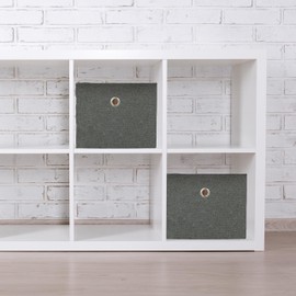 Relaxdays Storage Box, Small Fabric Organiser Box, Set of 2, H x W x D: 16 x 20.5 x 25 cm, Foldable Shelf Basket, Dark Grey