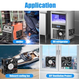 WDERAIR 12V DC Waterproof and MoistureProof IP67 Rated 120mm x 38mm High Airflow Exhaust Cooling Fan for rv Fridge/Grow Tent/Greenhouse/Crawlspace/Boat/Ventilation 3000RPM 2-Pack