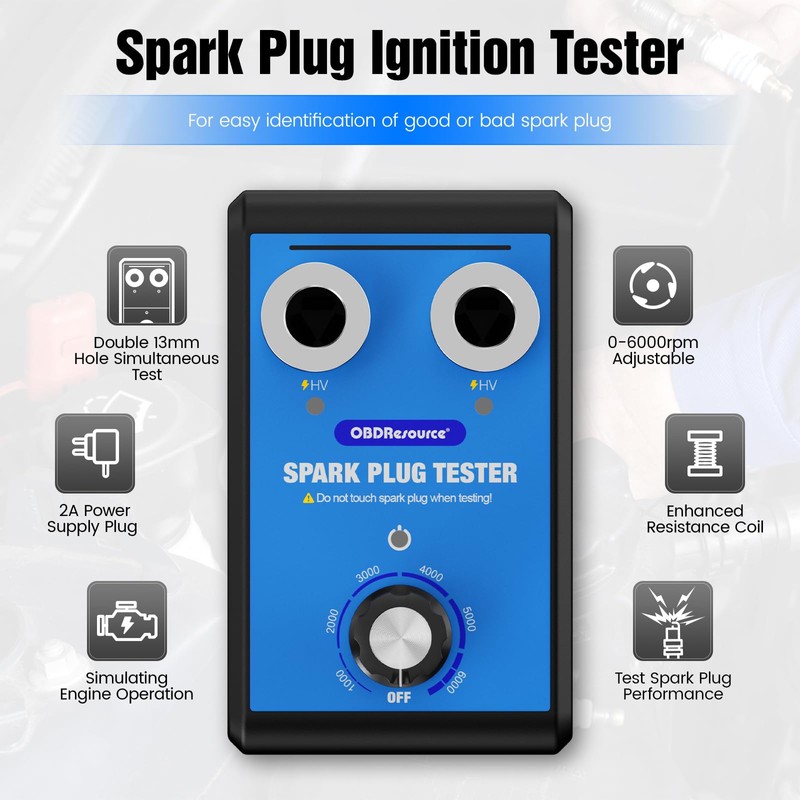 OBDResource Automotive Spark Plug Tester Engine Ignition Spark Plugs Tester