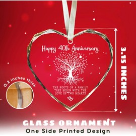 Gifts for 40th Wedding Anniversary - 40th Wedding Anniversary Ornament, 40 Marriage Ornament - 40 Anniversay Married Gifts - 40 Marriage Gift for Parents, Couple - Glass Ornaments
