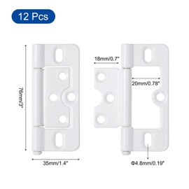 sourcing map 12Pcs 3x1.4 Inch Door Hinges Non-Mortise No Noise Bifold Door Hinges Plating for Cabinet Furniture Window Wardrobe, White