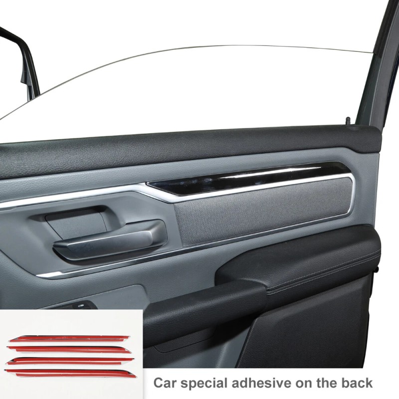 TESIN 4X Chrome Inner Door Decoration Trim Strips For Dodge